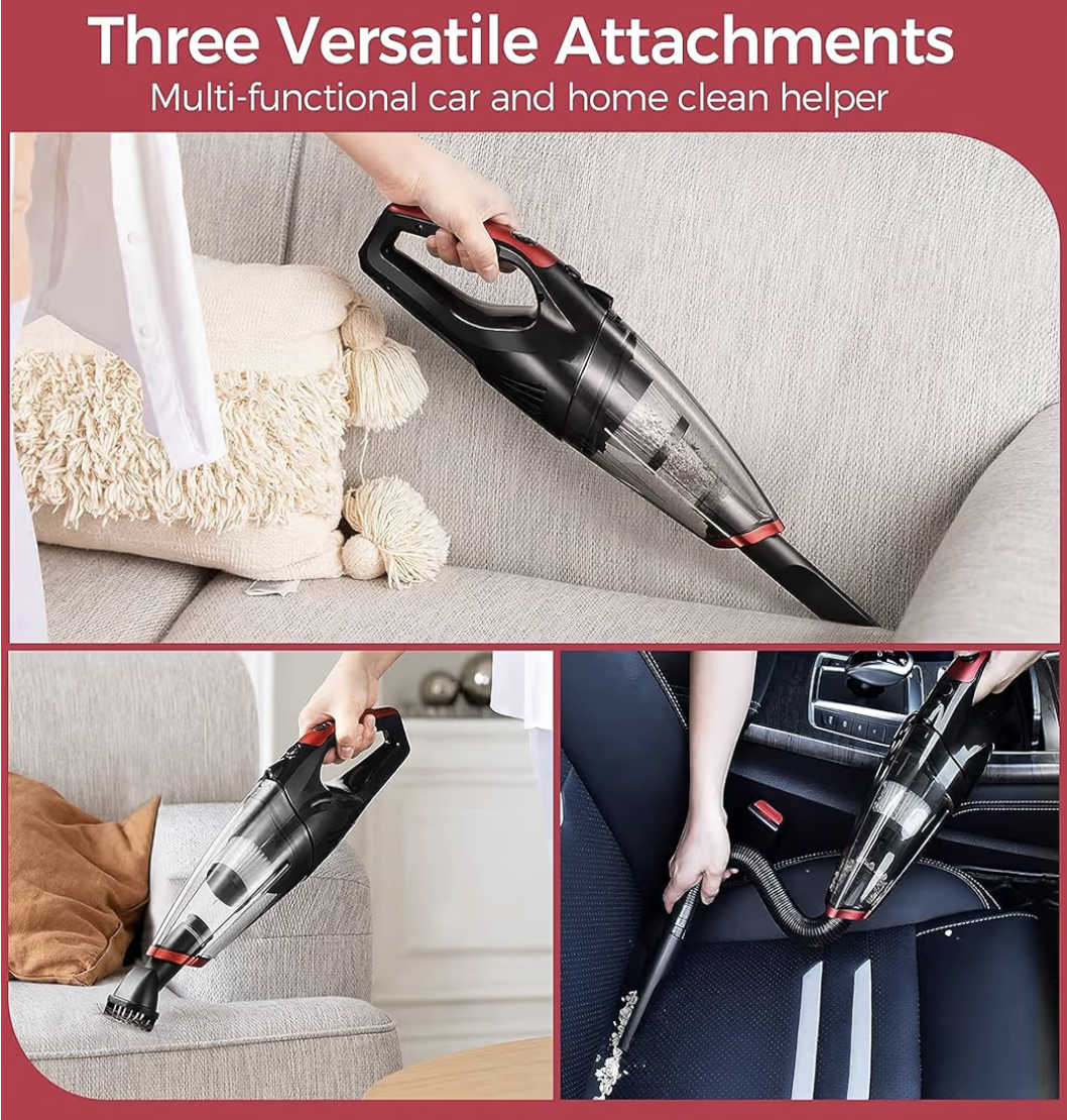 SWIFT Handheld Car Vacuum Cleaner Cordless, Portable Car Vacuum Cleaner with LED Display, Rechargeable Mini Dust Buster for Car, Home, Office Cleaning