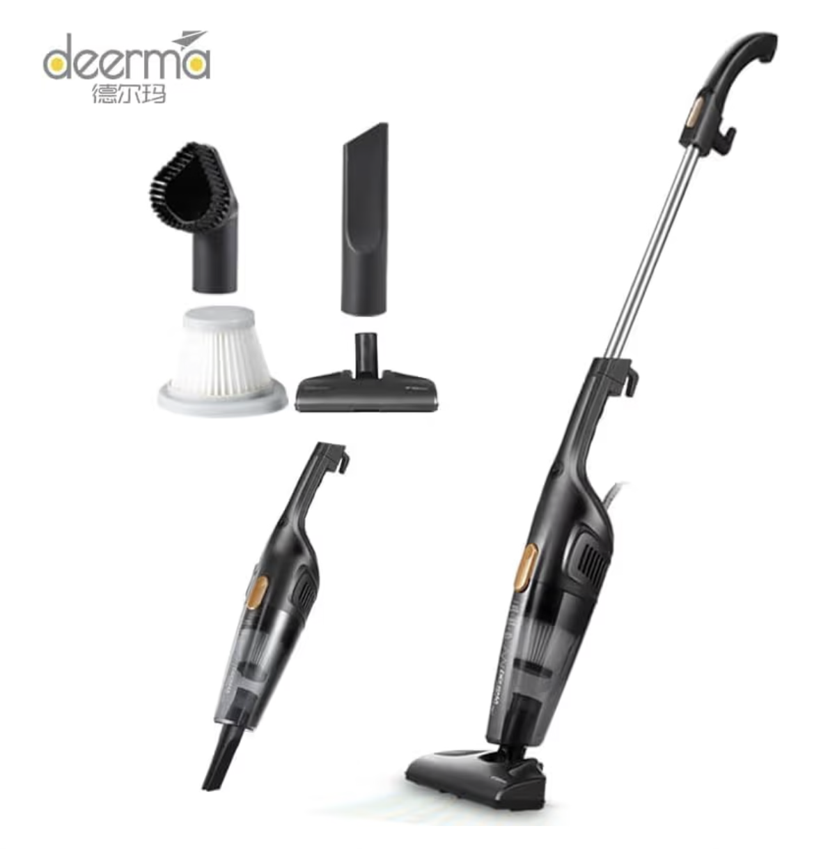 Deerma DX115C Handheld Vacuum Cleaner, Household Vacuum Cleaner 600W 15000Pa Powerful Suction Lightweight For Home Hard Floor Carpet Car Pet