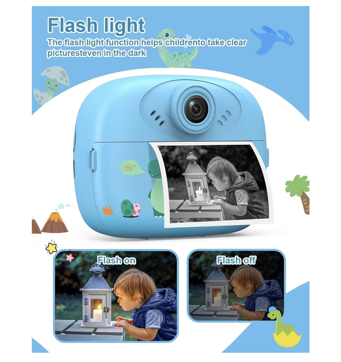 Instant Print Camera for Kids, 1080P HD Instant Print Photo with 3 Rolls Photo Paper & 5 Color Pens & DIY Graffiti, Birthday Gifts for Boys Girls (Blue(Astronaut))