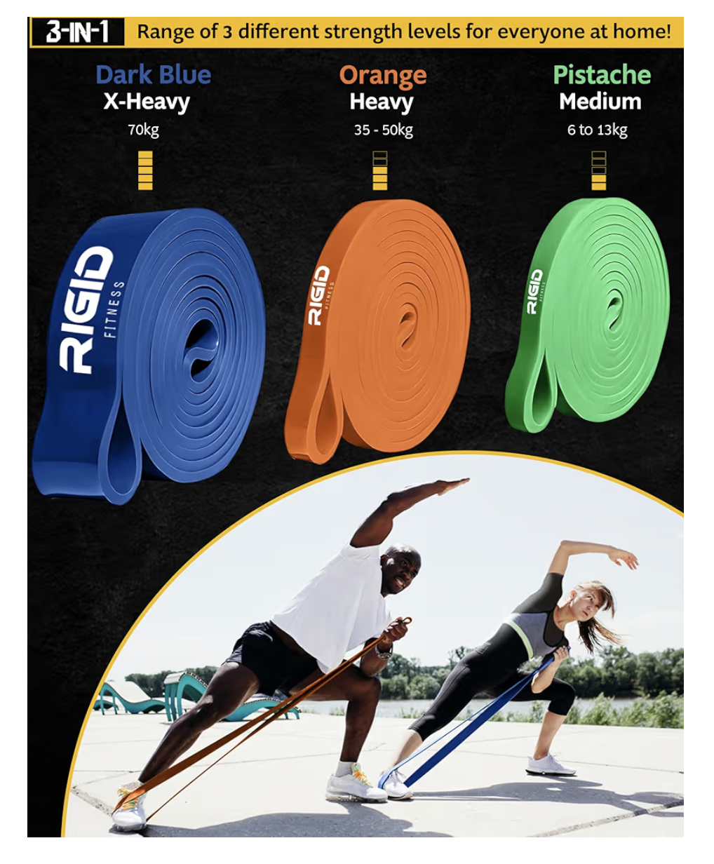 Resistance Bands Set - Heavy Duty Rubber Bands, Pull up Assistance bands, Stretching bands, Exercices Bands for Bodybuilding Workout and Home Workout- 3 Levels (Light, Medium & Hard)