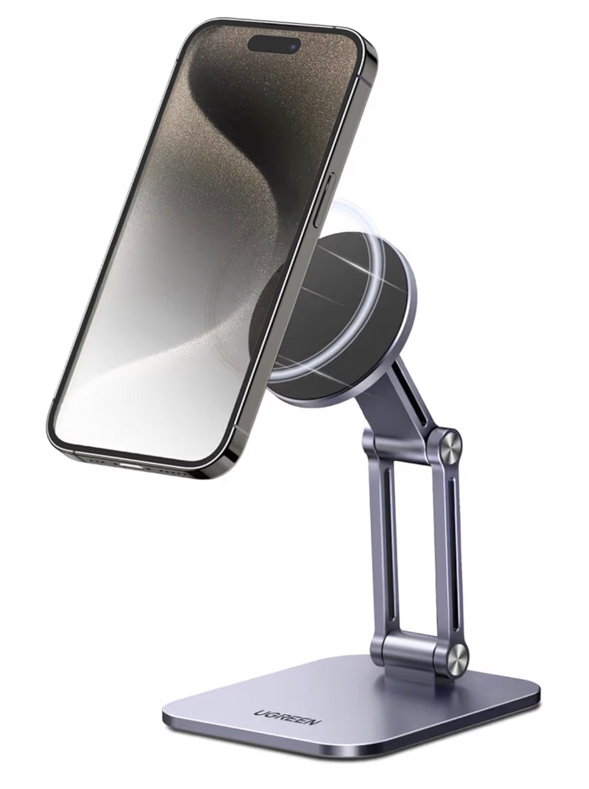 UGREEN Magsafe Phone Stand for Desk Adjustable Holder Aluminum Mobile Stand 360° Magnetic Phone Holder Directly Use with iPhone 17/16/15/14/13 Series Fit for Samsung S26/25 All 4-7.9'' Devices