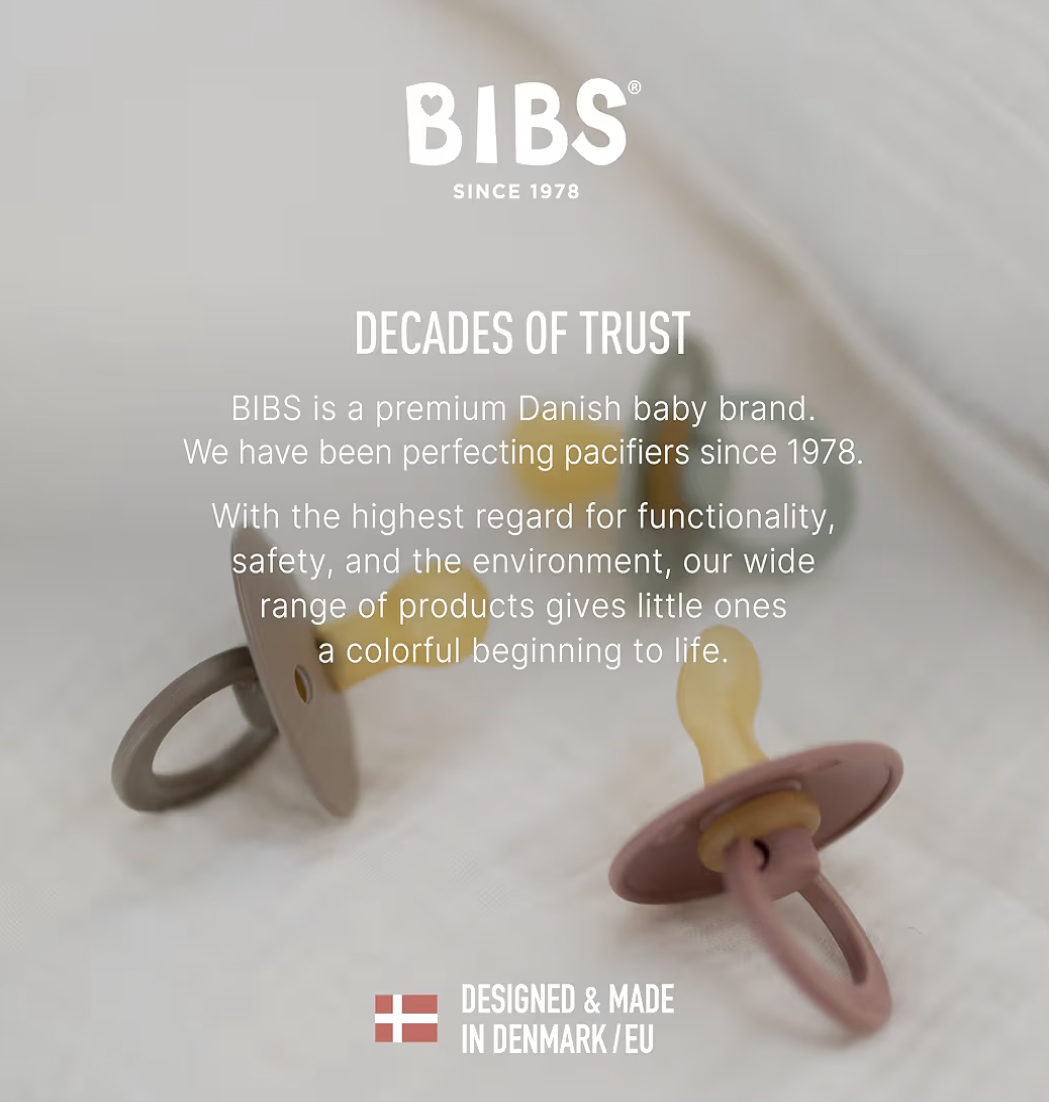 BIBS Colour Soother 2-Pack, BPA Free Dummy Pacifier, Round Natural Rubber Latex, Size 2 (6-18 Months), Ivory/Blush