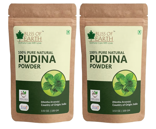 Bliss of Earth 100% Pure & Natual Pudina Powder (Mint Powder) | 2x100GM | Excellent Flavor | Great for Use in Beverages, South Indian & Chinese Dishes, Mexican Salsa, Chutney & Much More (Pack of 2)