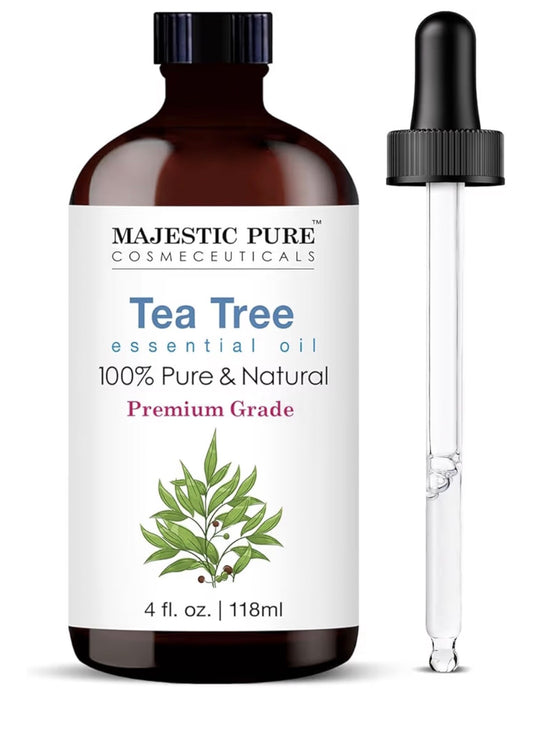 MAJESTIC PURE Tea Tree Essential Oil – Large 118 ml Bottle | 100% Pure & Natural | Premium Grade Essential Oil for Hair Care, Skin, Aromatherapy, Diffusers, Massage & Humidifiers