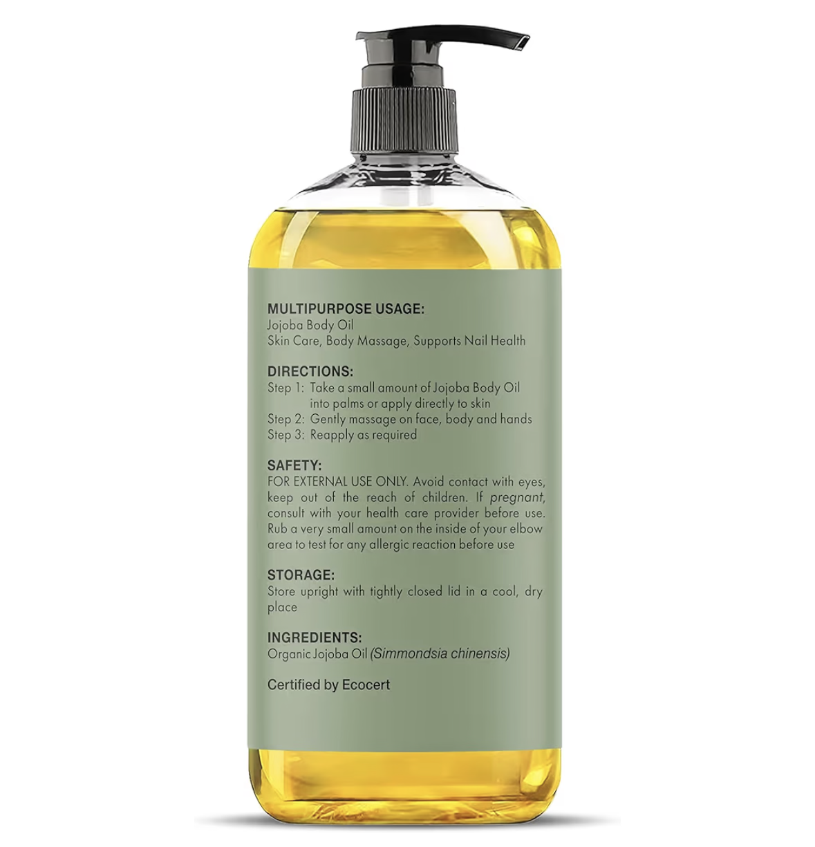 Majestic Pure Organic Jojoba Oil - Large 236 ML | 100% Pure and Natural, Cold-Pressed | Moisturizing for Skin Care, Massage, Hair Care, and to Dilute Essential Oils
