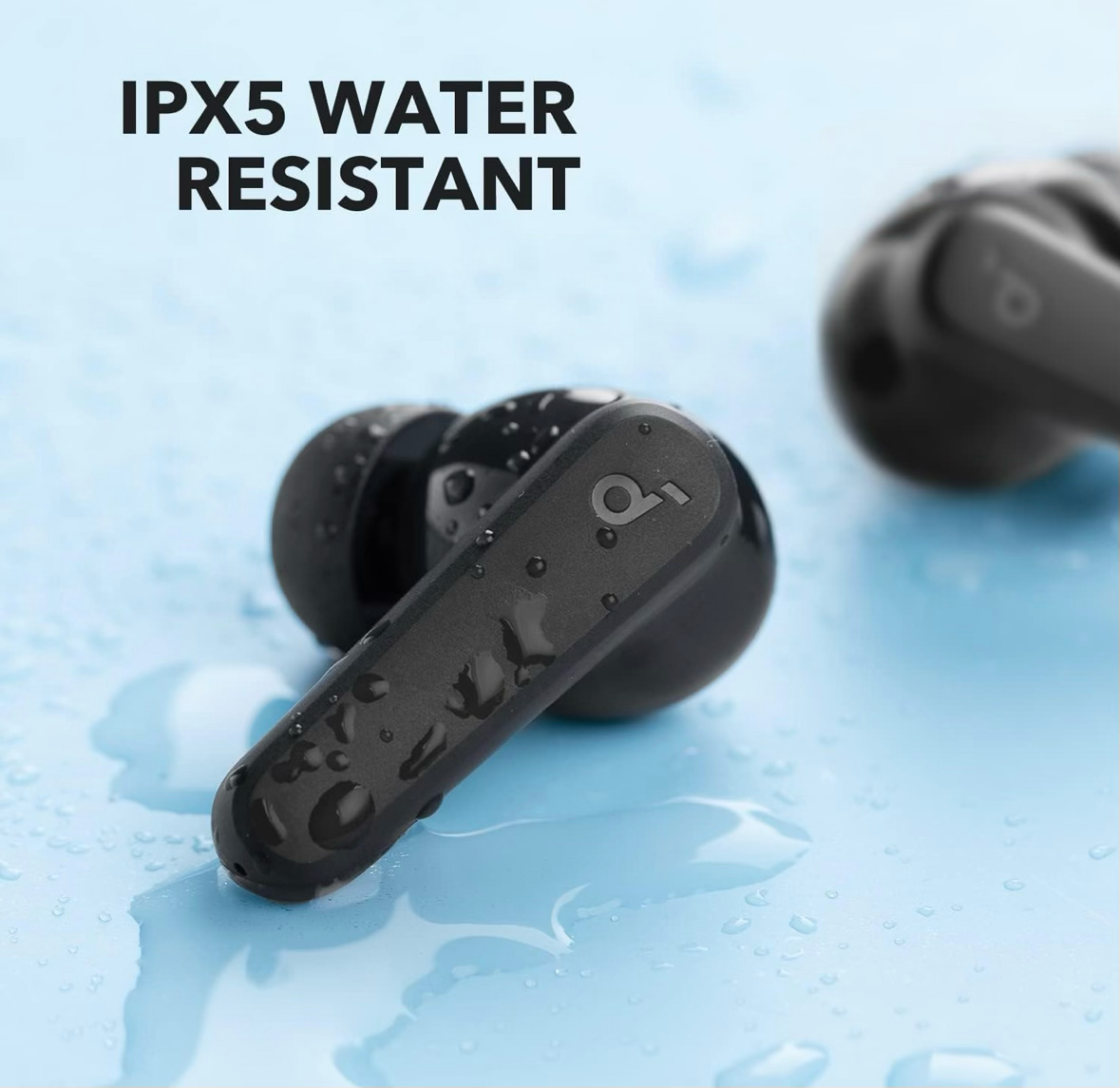 Soundcore by Anker R50i True Wireless Earbuds, 10mm Drivers with Big Bass, Bluetooth 5.3, 30H Long Playtime, Water-Resistant, 2 Mics for AI Clear Calls, 22 Preset EQs, Customization via App (Black)