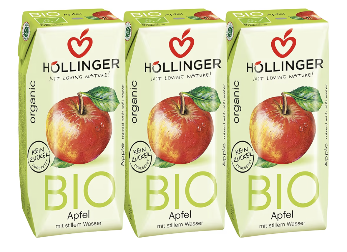 Hollinger Organic Apple Juice with No Added Sugar Never from Concentrate 200ml x 3
