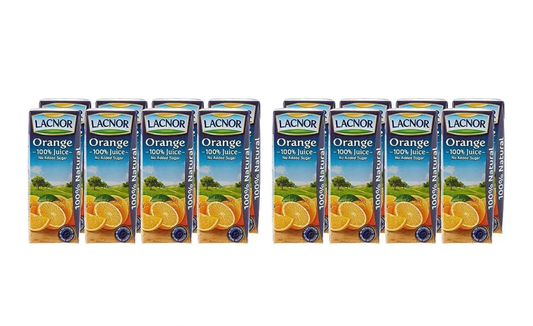 Lacnor Essentials Orange 100% Juice, No Added Sugar, 180 Ml Pack Of 16