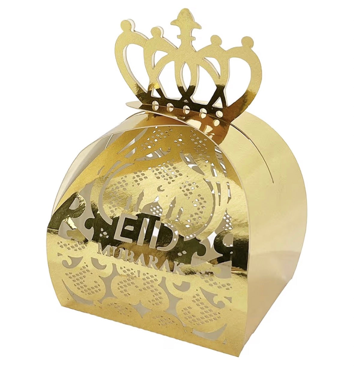 Eid Mubarak Candy Boxes Gold 5.4x4.6x8.5cm 6Pcs/Pk