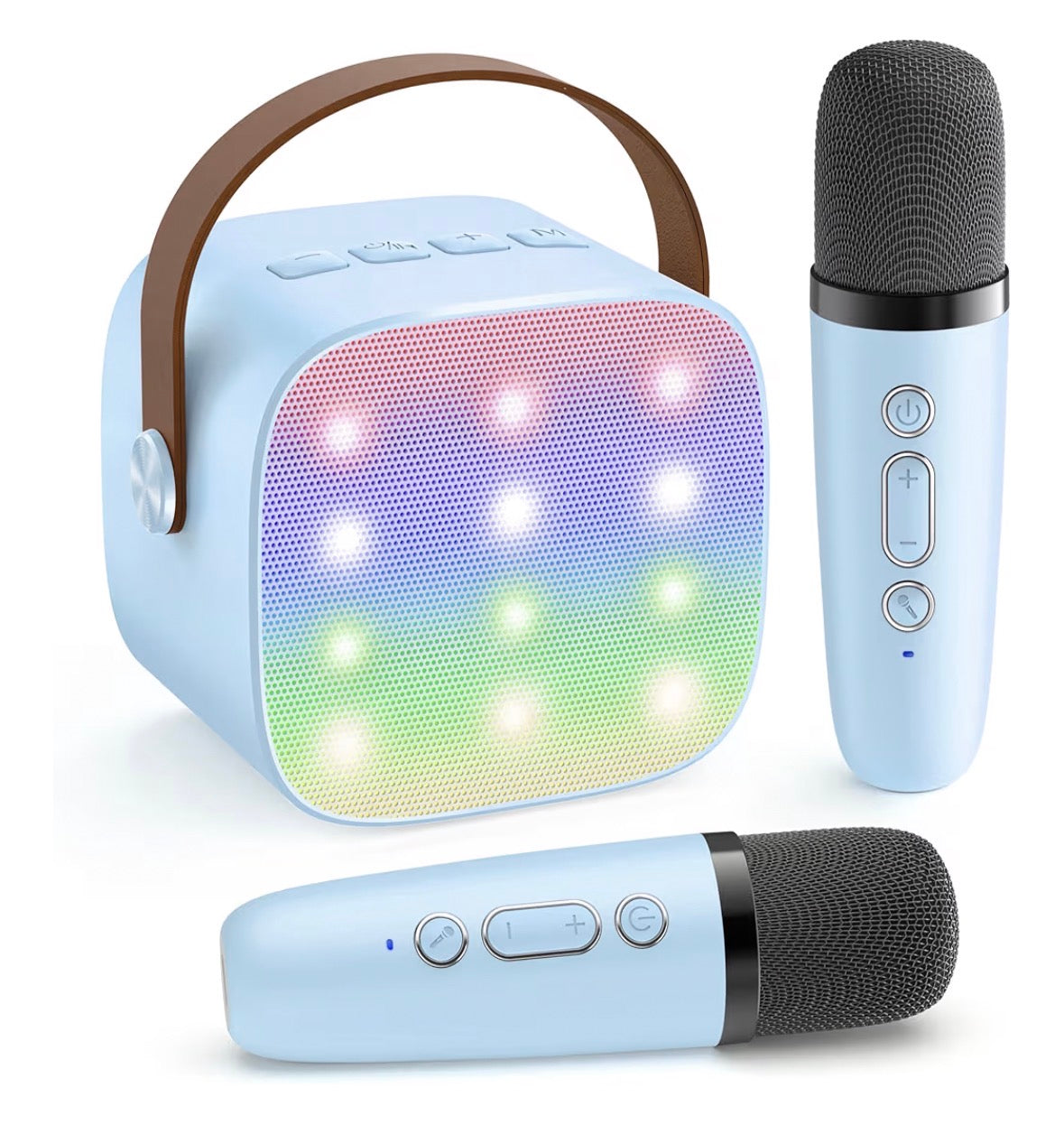 Karaoke Machine for Kids, Portable Bluetooth Speaker with 2 Wireless Microphones,18 Pre-Loaded Songs, Birthday for 3 4 5 6 7 8 + Year Old Boys Toys - MULTICOLOR