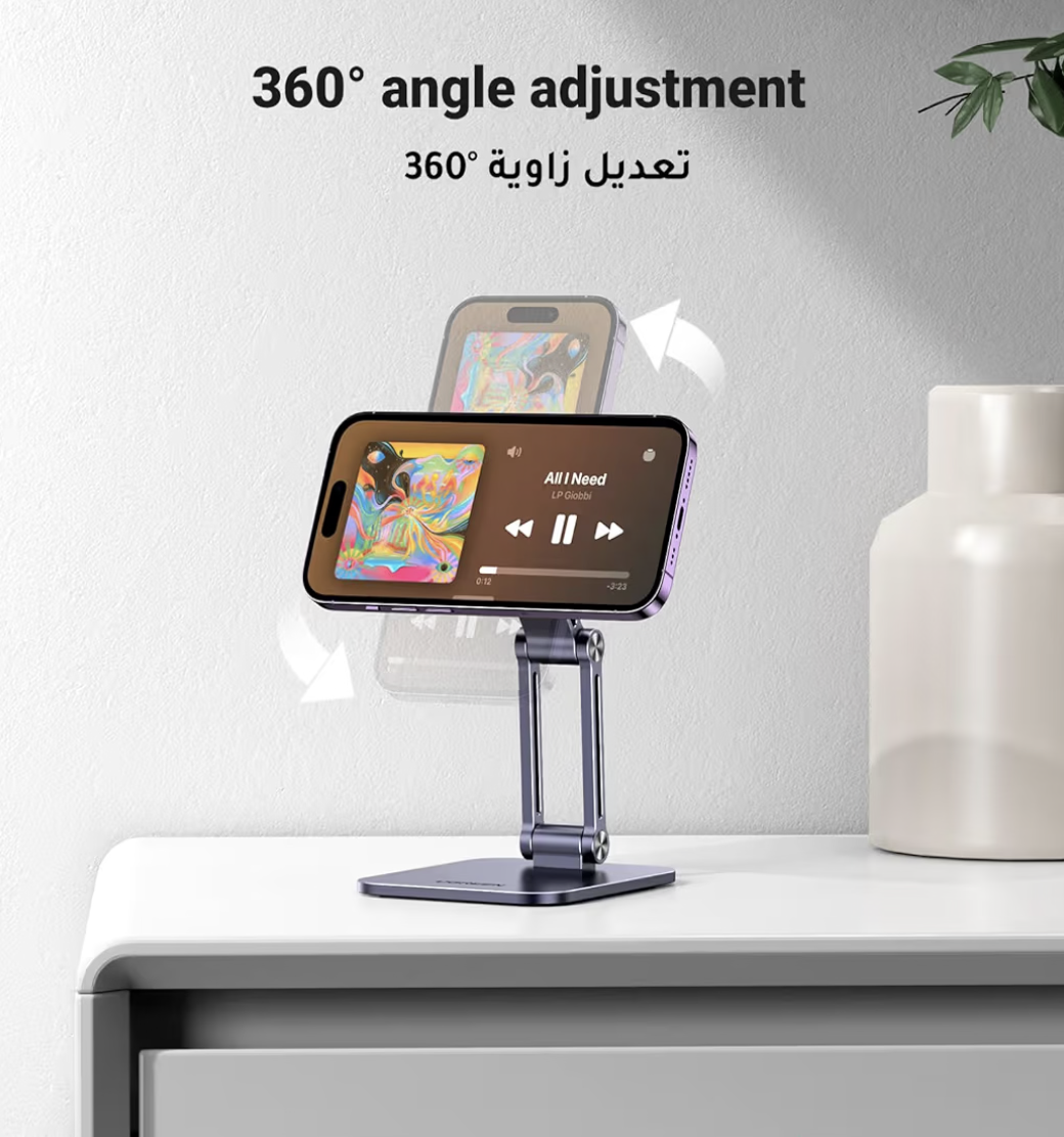 UGREEN Magsafe Phone Stand for Desk Adjustable Holder Aluminum Mobile Stand 360° Magnetic Phone Holder Directly Use with iPhone 17/16/15/14/13 Series Fit for Samsung S26/25 All 4-7.9'' Devices