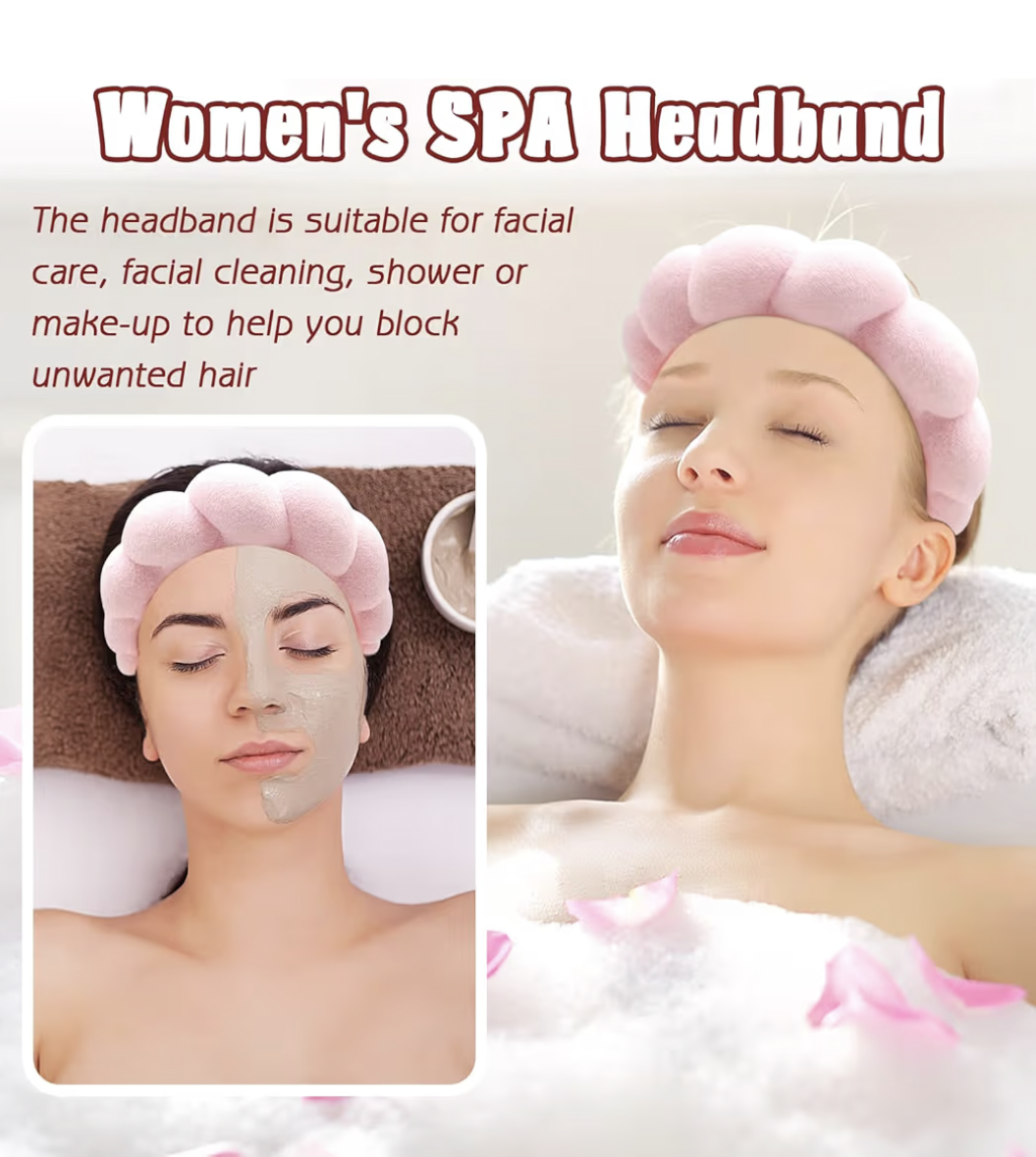 Zkptops - Spa Headband - Face Wash, Makeup, Skin Care - Soft Bubble Terry Headband for Women Girls Hair Accessories Padded Non-Slip Hair Accessories - (Pink)