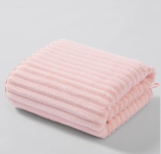 28X56 Inches Premium Bath Towel, Durable Microfiber Coral Velvet Highly Absorbent Towels - Multipurpose Use as Bathroom, Shower, Sports, Yoga Towel (Pink)