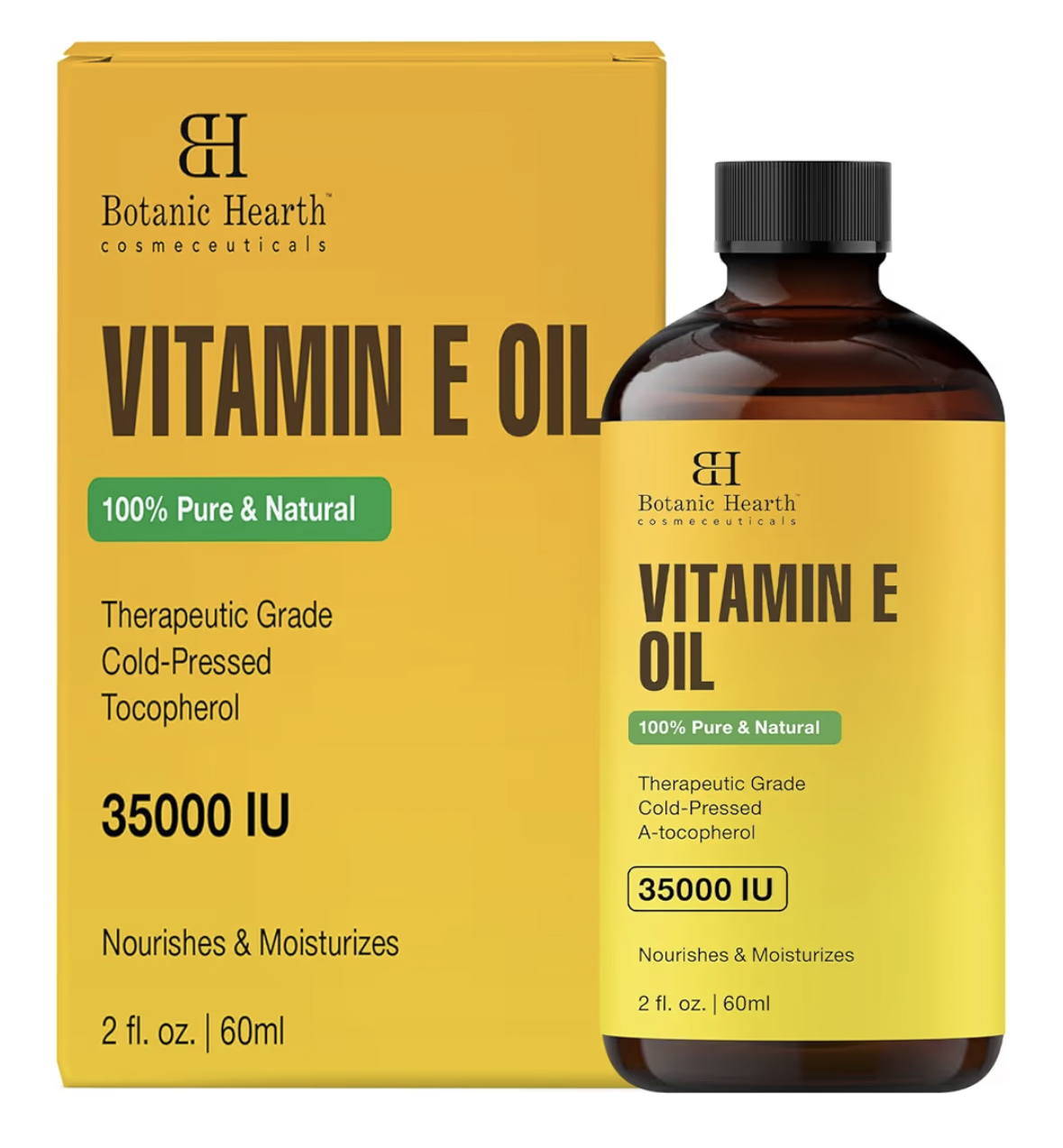 Botanic Hearth Vitamin E Oil | 100% Pure And Natural Oil For Growth Of Nails, Hair, Eyebrows & Eyelashes | 35,000 Iu | Hair & Body Oil With Eyebrow & Eyelash Brush|