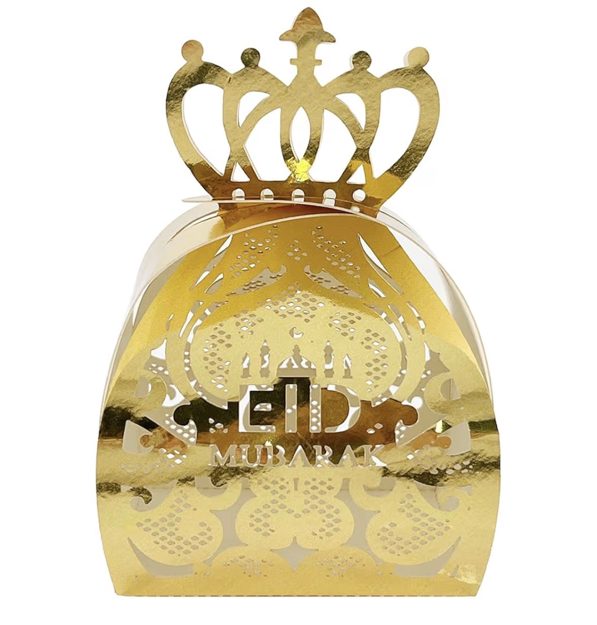 Eid Mubarak Candy Boxes Gold 5.4x4.6x8.5cm 6Pcs/Pk