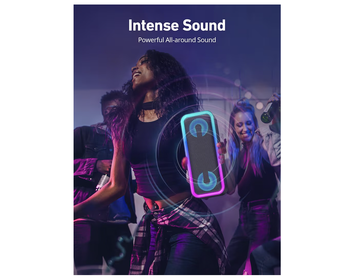 Portable Bluetooth Speaker, 20W Deep Bass Wireless Speaker with RGB Lights, IPX5 Waterproof, 18H Playtime, Bluetooth 5.3, TWS Pairing, Hi-Fi Stereo Sound for Outdoor, Travel, Beach & Party
