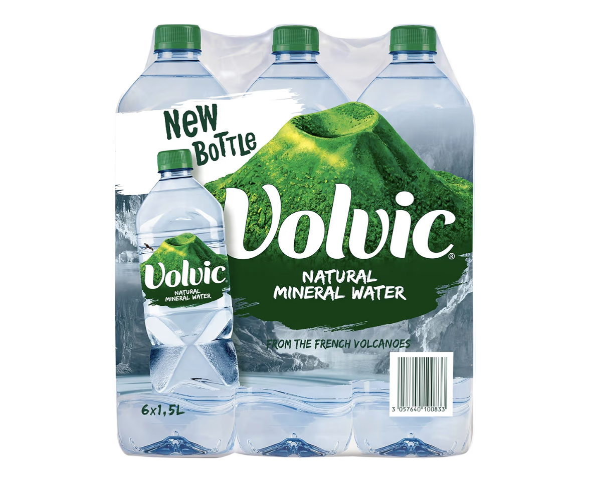 Volvic Natural Water, Mineral Drinking Water, Sustainably Sourced Water Bottle, Case Of 6 X 1.5L Volvic Bottles