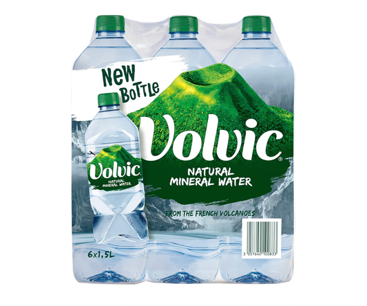 Volvic Natural Water, Mineral Drinking Water, Sustainably Sourced Water Bottle, Case Of 6 X 1.5L Volvic Bottles