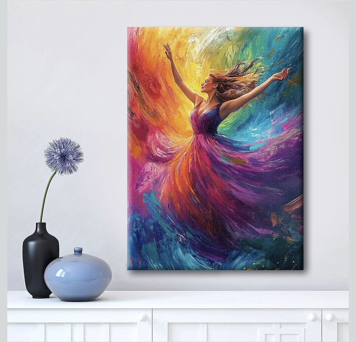 Framed Canvas Wall Art Print, Modern Ready to Hang Home Decor Abstract, Wall Hanging Decor Painting Poster Artwork for Living Room, Bedroom, Bathroom, Gift, Home Decoration 7.8 x 11 Inch D51