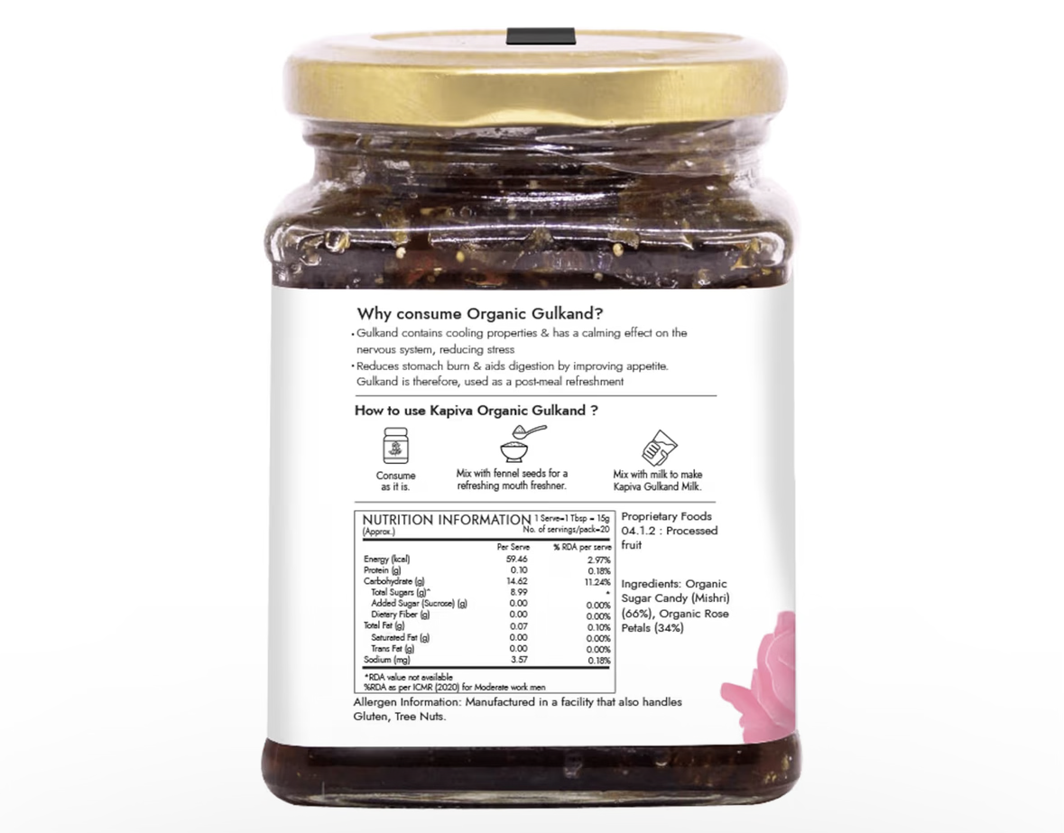 Kapiva Organic Gulkand 300gms (Rose Petal Jam) | 100% Natural | Sun-Cooked Damask Roses