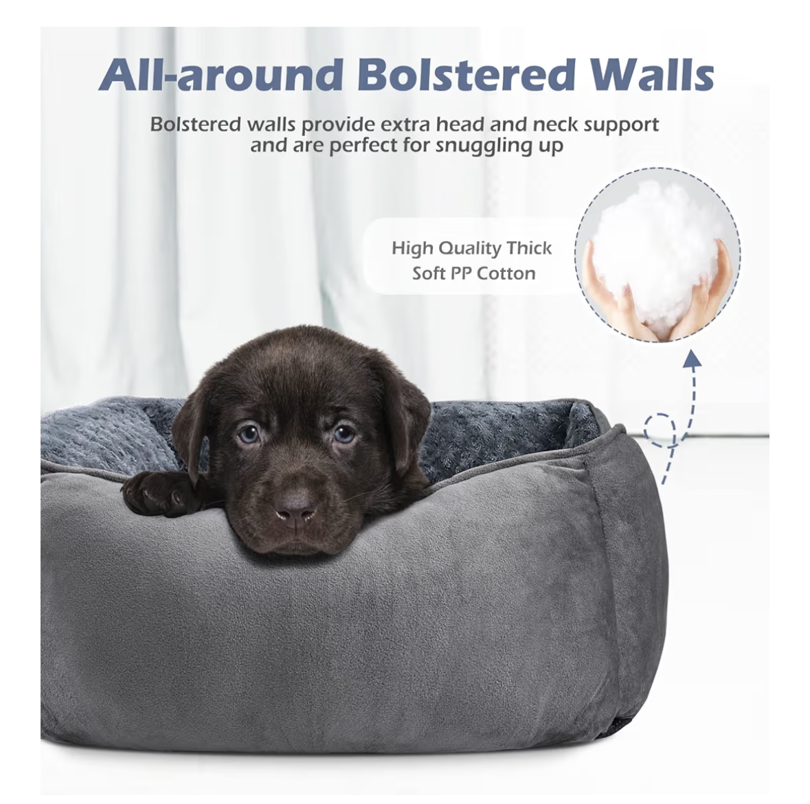 INVENHO Dog Bed for Large Medium Small Dogs/Puppy, Rectangle Washable, Orthopedic, Soft Calming Sleeping Durable Pet Cuddler with Anti-Slip Bottom S(20"x19"x6"