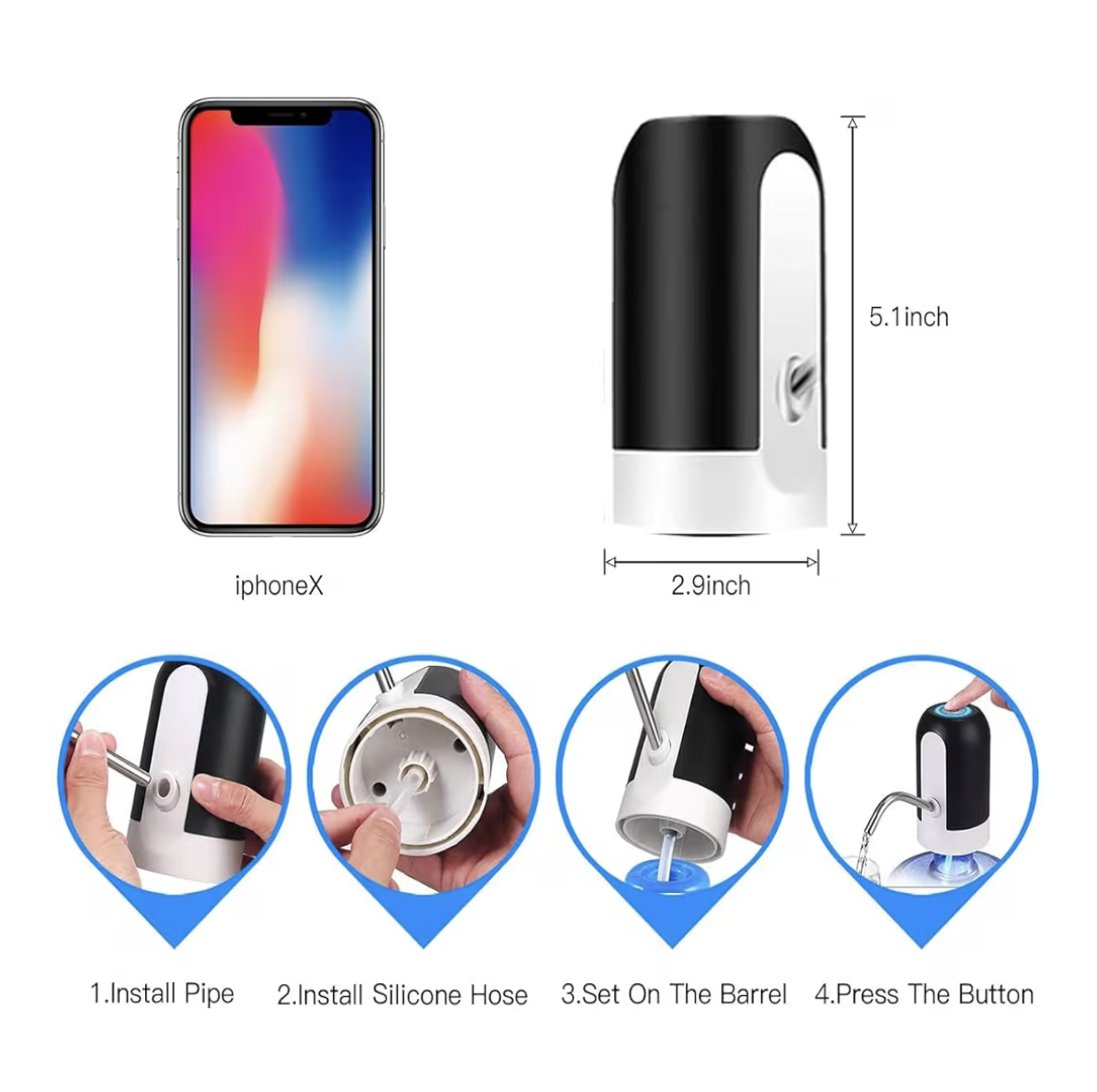 Water Bottle Pump 5 Gallon Water bottle dispenser USB Charging Automatic Drinking Water Pump Portable Electric Water Dispenser Water Bottle Switch