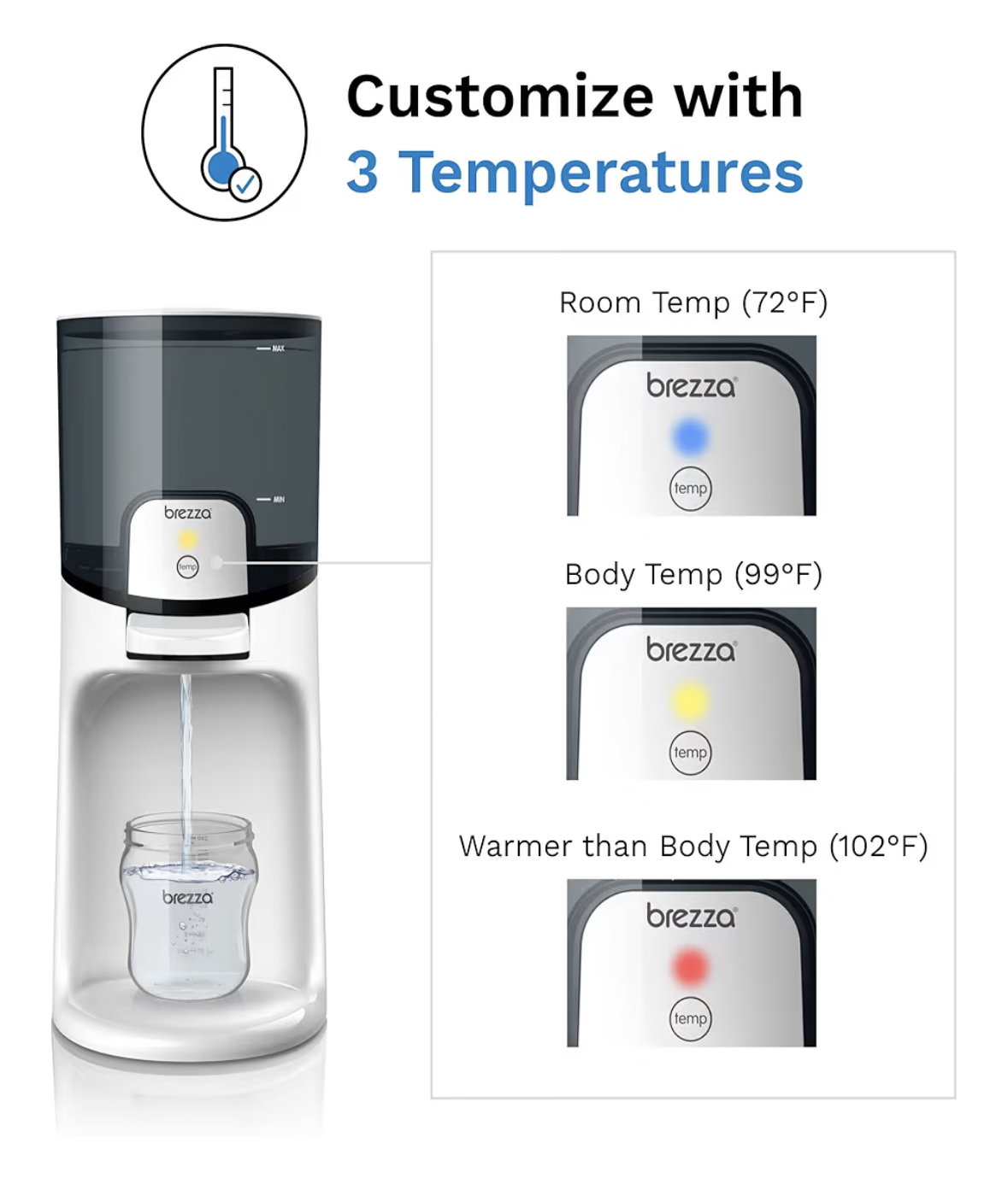 Baby Brezza Instant Warmer – Instantly Dispense Warm Water at Perfect Baby Bottle Temperature - Traditional Baby Bottle Warmer Replacement - Fast Baby Formula Bottles 24/7 – 3 Temperatures