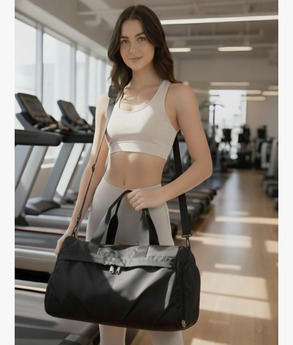 Gym Bag for Women Men with Shoe Compartment, Sport Duffel Bag, Waterproof Travel Weekender Overnight Carry on Bag for Yoga with Trolley Sleeve, Black, A-Black, Shoe Compartment