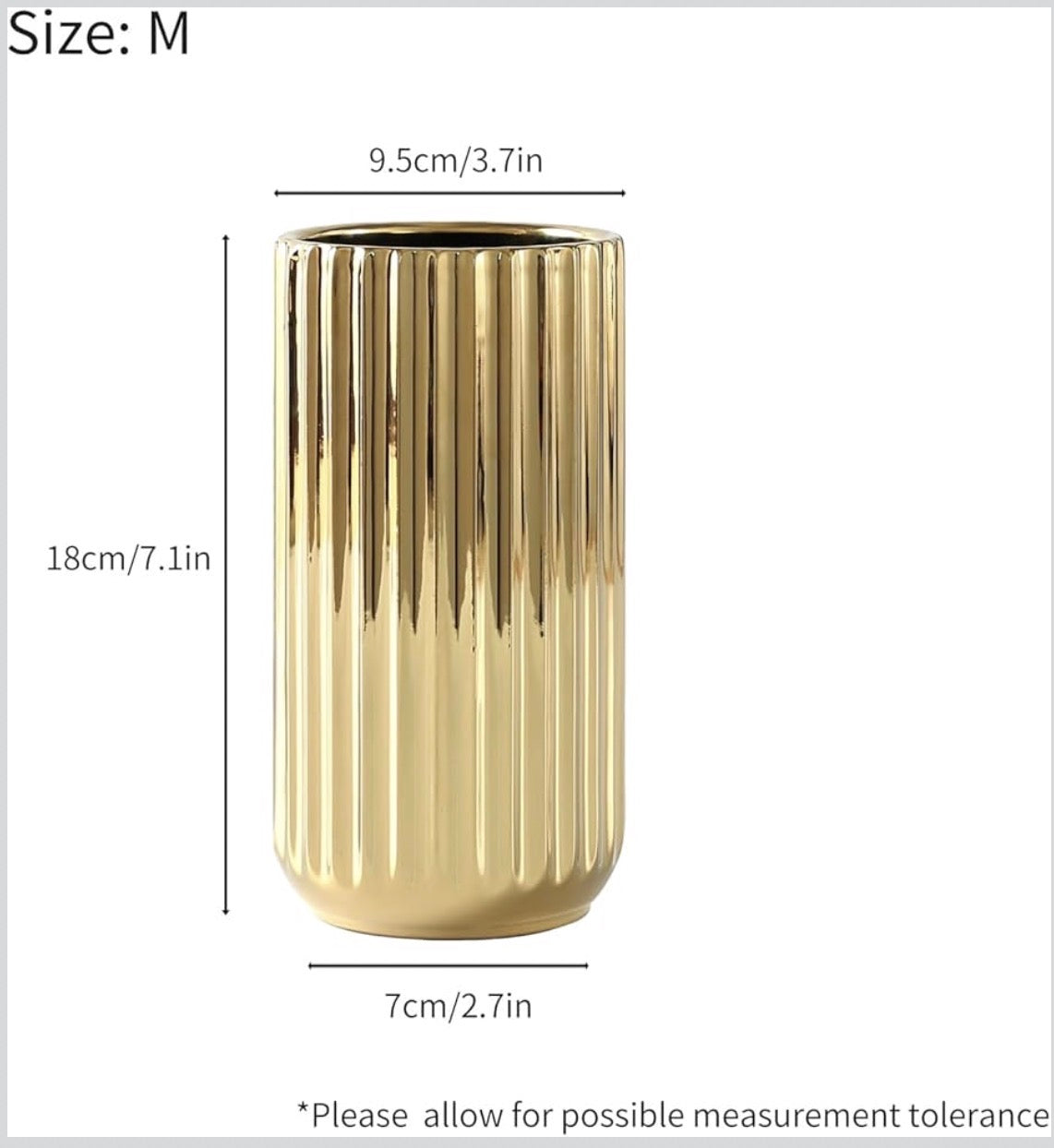 Ceramic Flower Vase, Vecolla Gold Flower Pot Small Aesthetic Ceramic Vase Decor for Artificial Flower Decor for Home Office Wedding Living Room Dining Table(Gold, M)