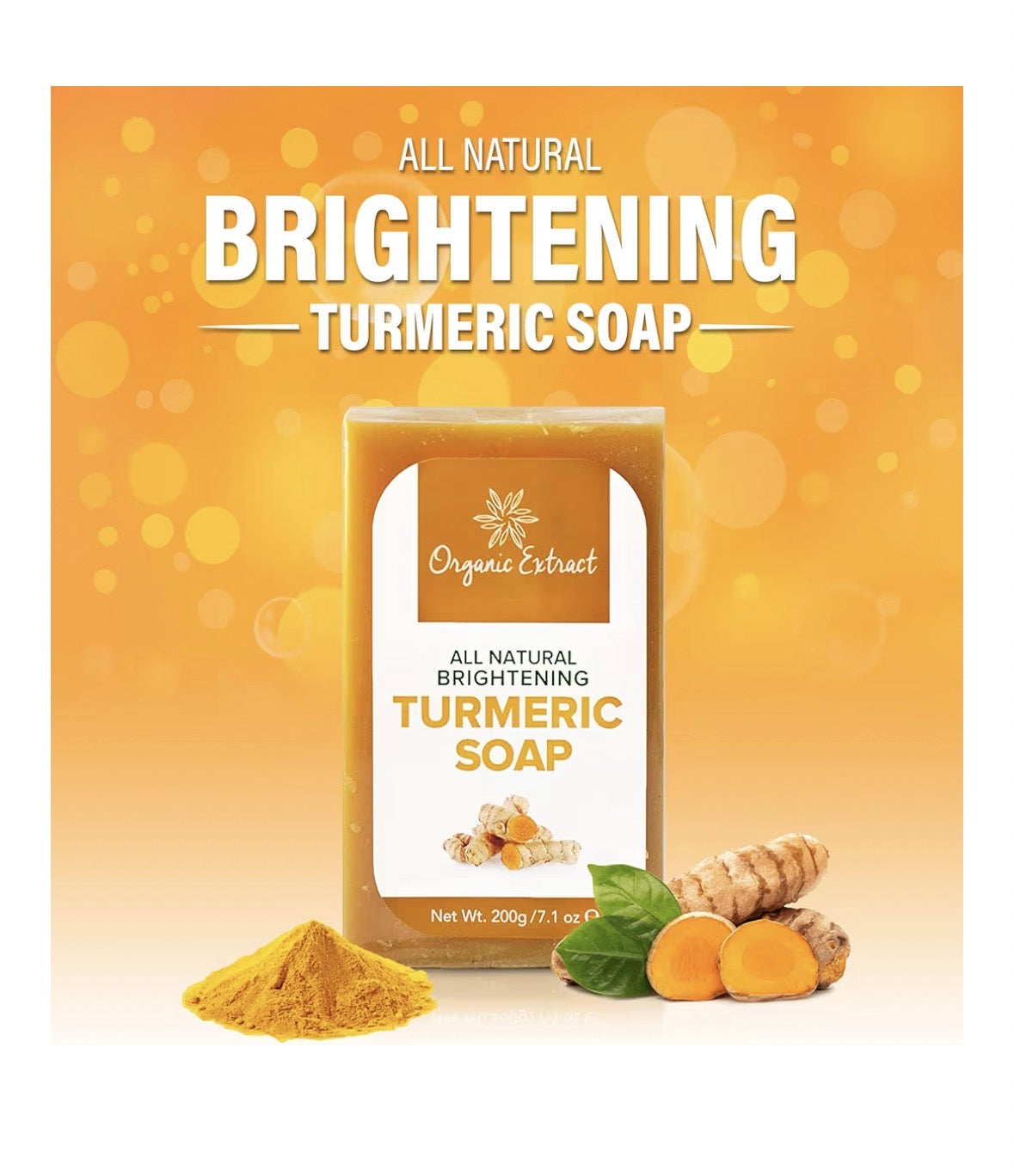 Tumeric Soap - 7.05fl oz / 200g - Skin Brightening Soap Bar - Deeply Moisturizes & Cleanses Skin, Reduces Acne & Dark Spots