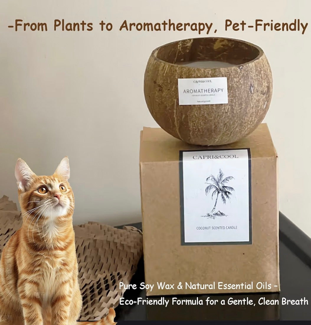 Handmade Coconut Candle - Natural Soy Wax Scented with Wooden Wick, Hand-Poured Aromatherapy Candle