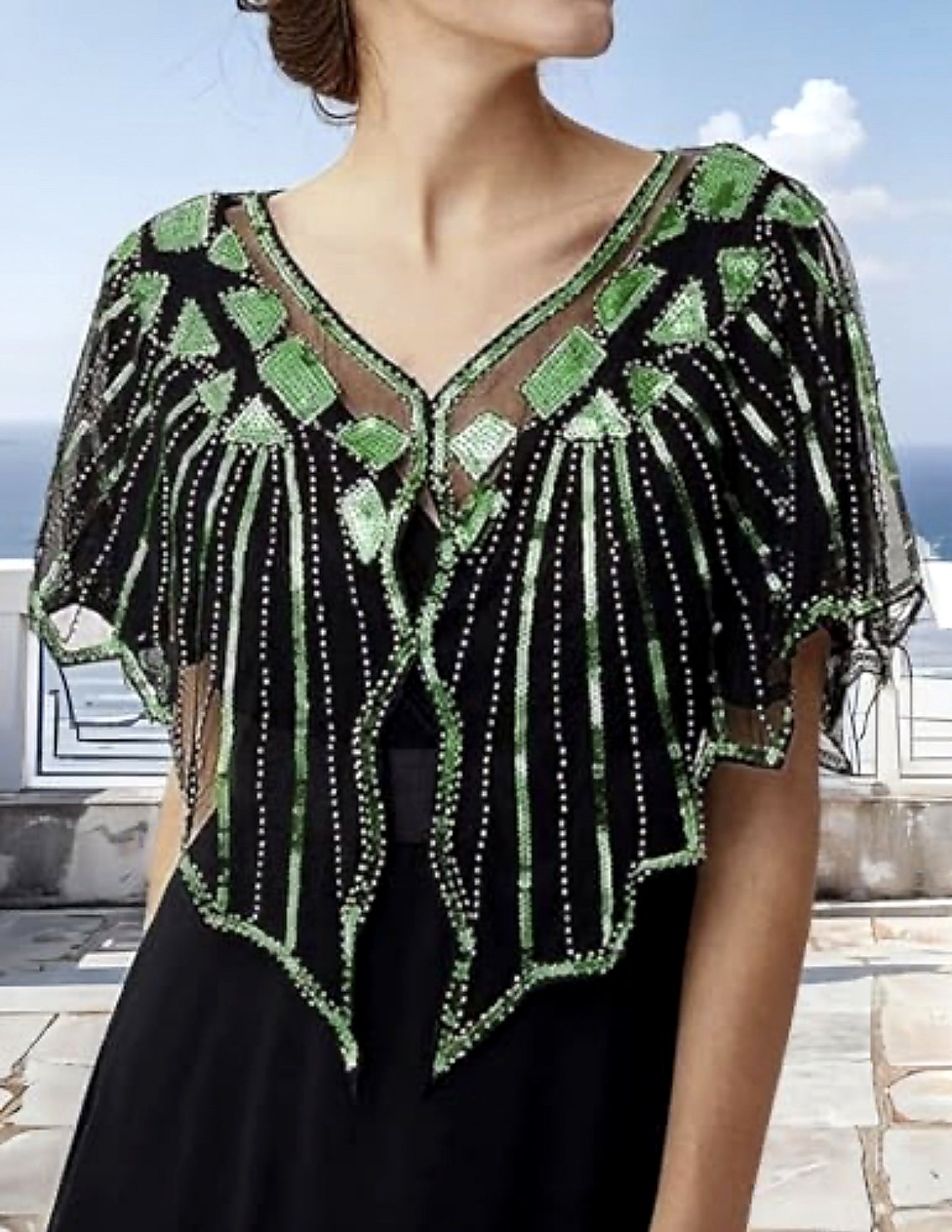 Soft Shawl Wrap for Women Shawl Sequin Beaded Shawls 1920s Flapper Beaded Cape for Evening Wear Weddings Cover Up