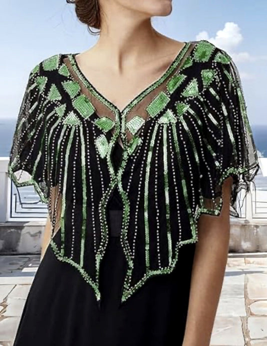 Soft Shawl Wrap for Women Shawl Sequin Beaded Shawls 1920s Flapper Beaded Cape for Evening Wear Weddings Cover Up