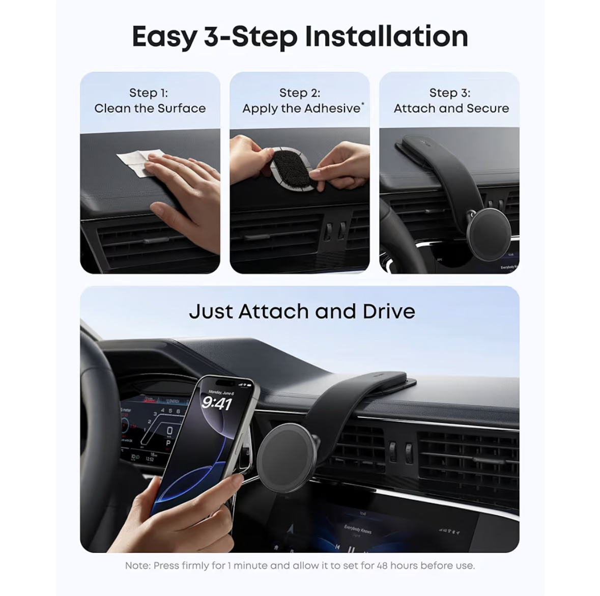 Anker Magnetic Car Mount for iPhone 16/15, 360° AdjustableCar Phone Holder with Alloy Bracket, Only for iPhone 16/16 Pro/16 Pro Max/16 Plus and More (Does Not Support Charging)