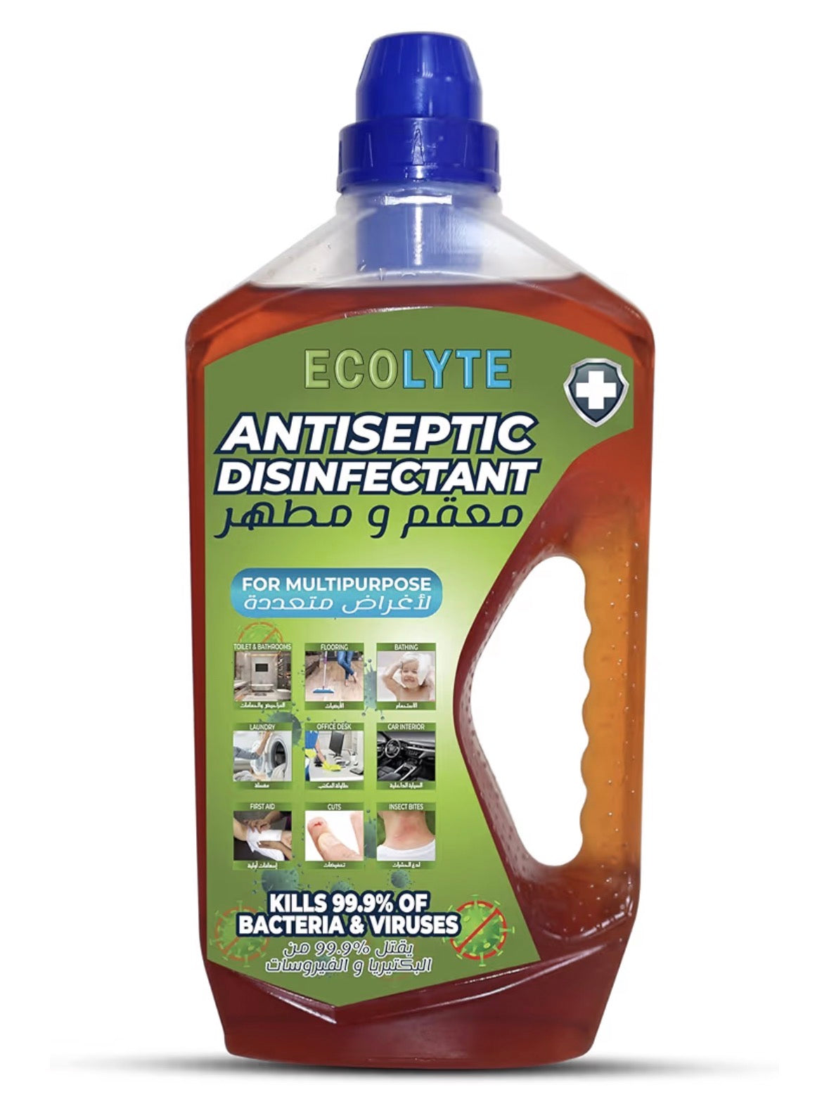 ECOLYTE+ Antiseptic Disinfectant, Premium Liquid for Effective Germ Protection Antibacterial & Personal Hygiene, Versatile & Effective, Used in Bathing, Laundry, All purpose Cleaner (1 Liter)