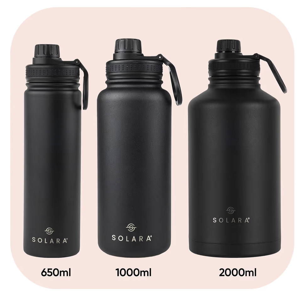 SOLARA Insulated Water Bottle 650ml, Thermosteel for Hot and Cold Drinks, Travel, Home, Office, School, Gym, Adults, Sipper Bottle, Black Marble