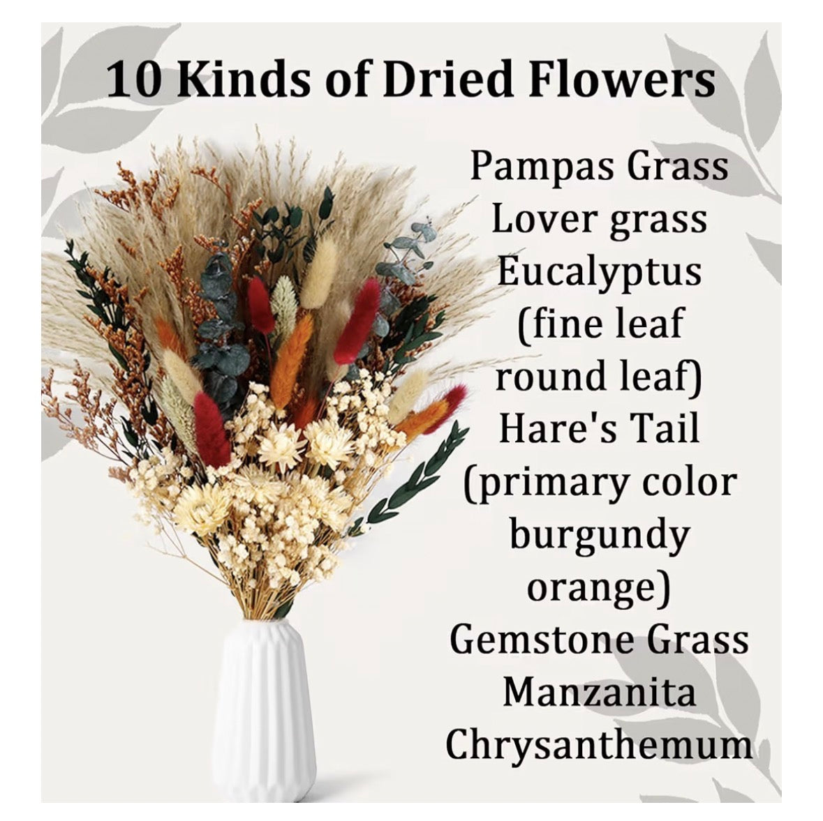 NALACAL Dried Flower Bouquet – 17" Natural Dried Pampas Grass with Bunny Tails, Eucalyptus, and Reed Grass for Fall Home Decor, Perfect for Table or Mantel Arrangements