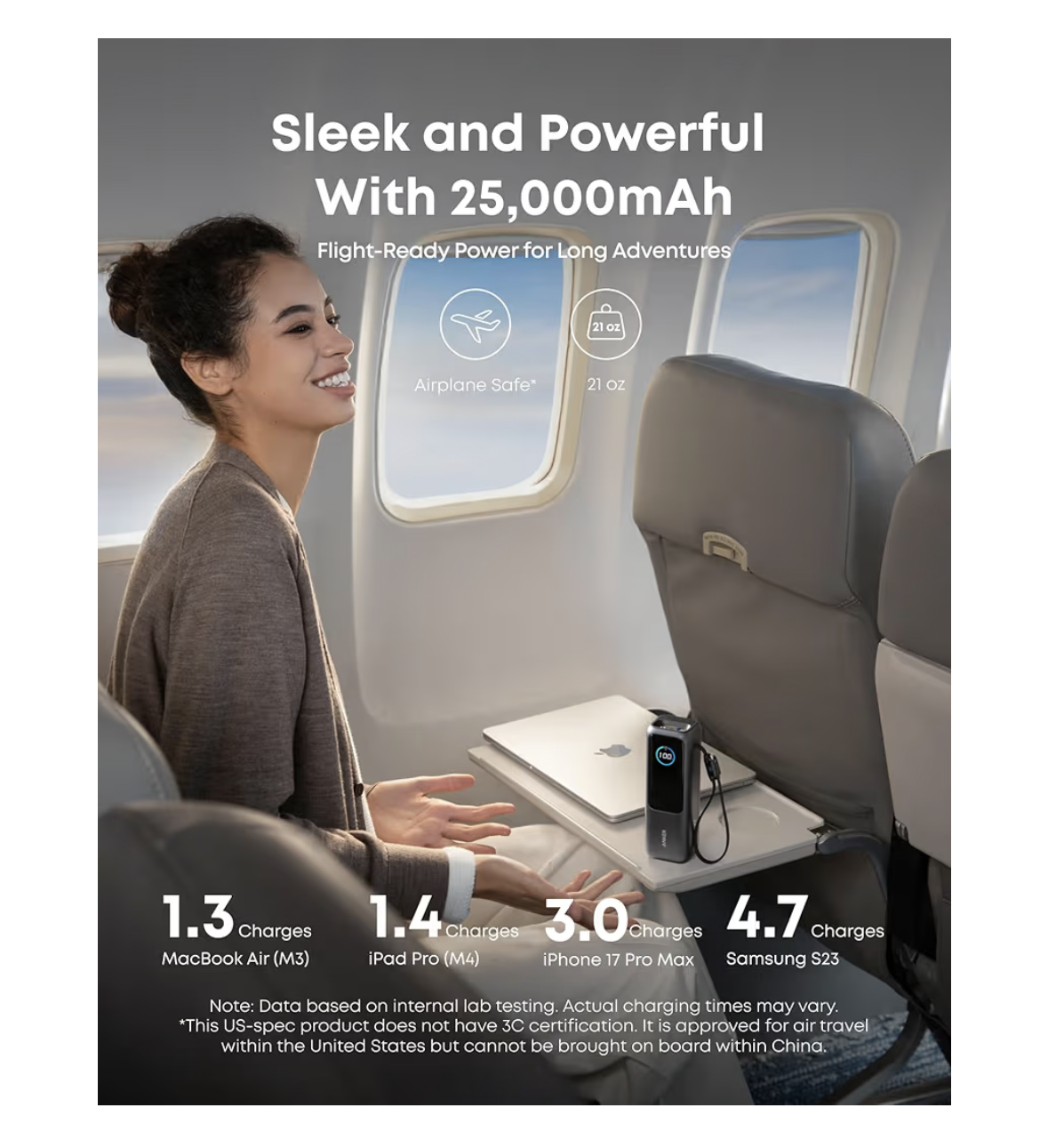 Anker Power Bank 25,000 mah 165W Ultra-Fast Portable Charger for Dual Laptops, Fast Charging Battery Pack with Built-In and Retractable Cables, For iPhone 17/16 Series, Samsung, and More