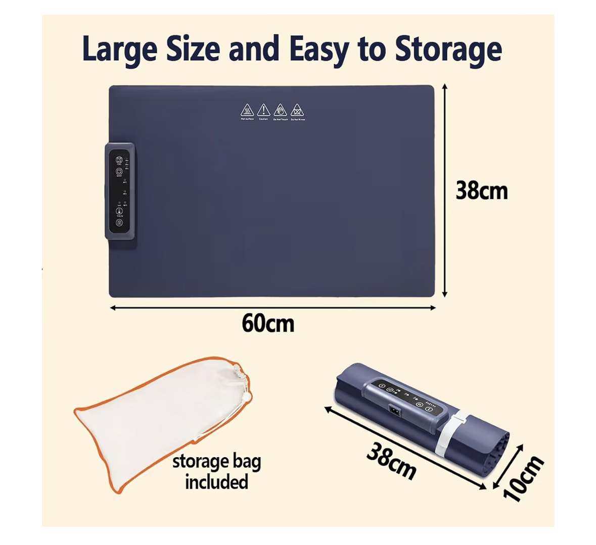 Food Warming Tray Electric Warming Mat with 3 Temperature Settings and Timer, Portable Roll Up Heating Mat Foldable Silicone Party Essential Hot Plate (blue)