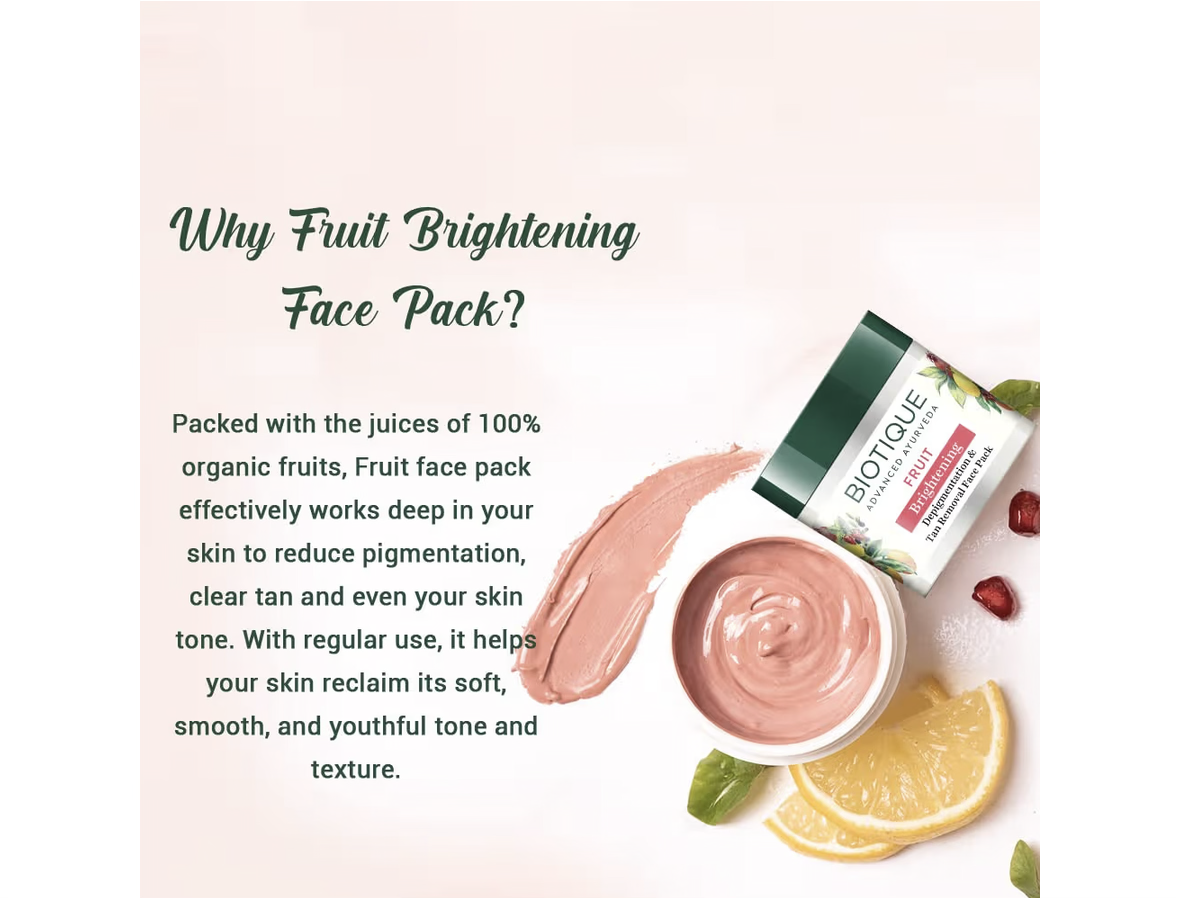 Biotique Bio Fruit Whitening And Depigmentation & Tan Removal Face Pack, 75g