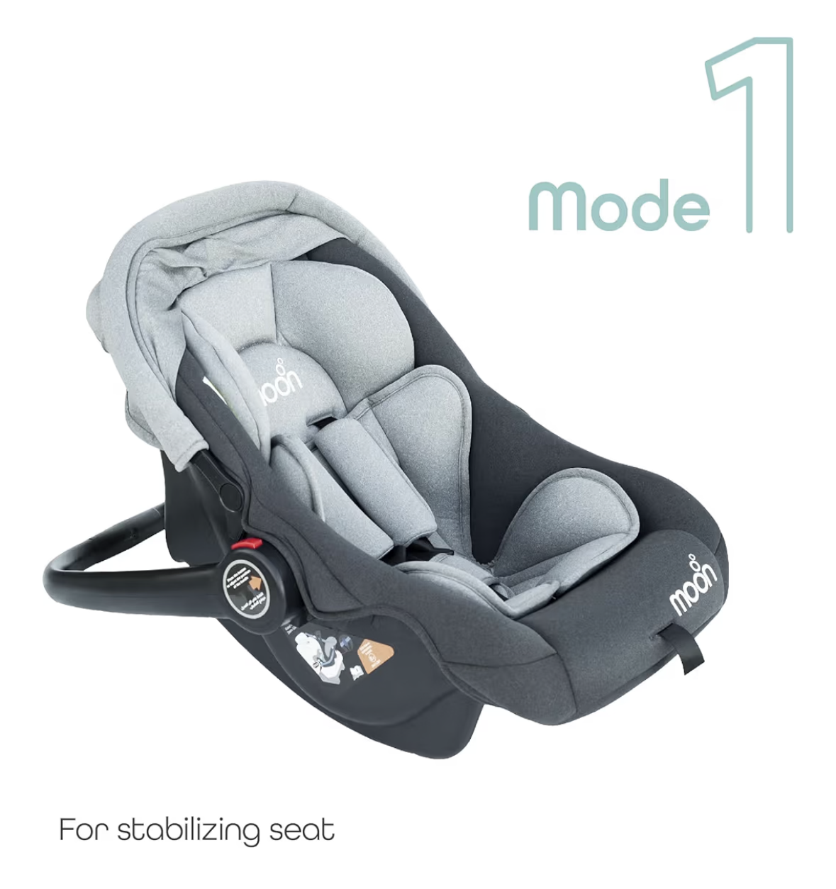 The Moon Brand Bibo Infant/Baby/Kids Travel Car Seat With Full Body Support Cushion Rear Facing Seat Carry Cot AdjUStable Canopy Suitable For 0 Months+0 13 Kg - Grey
