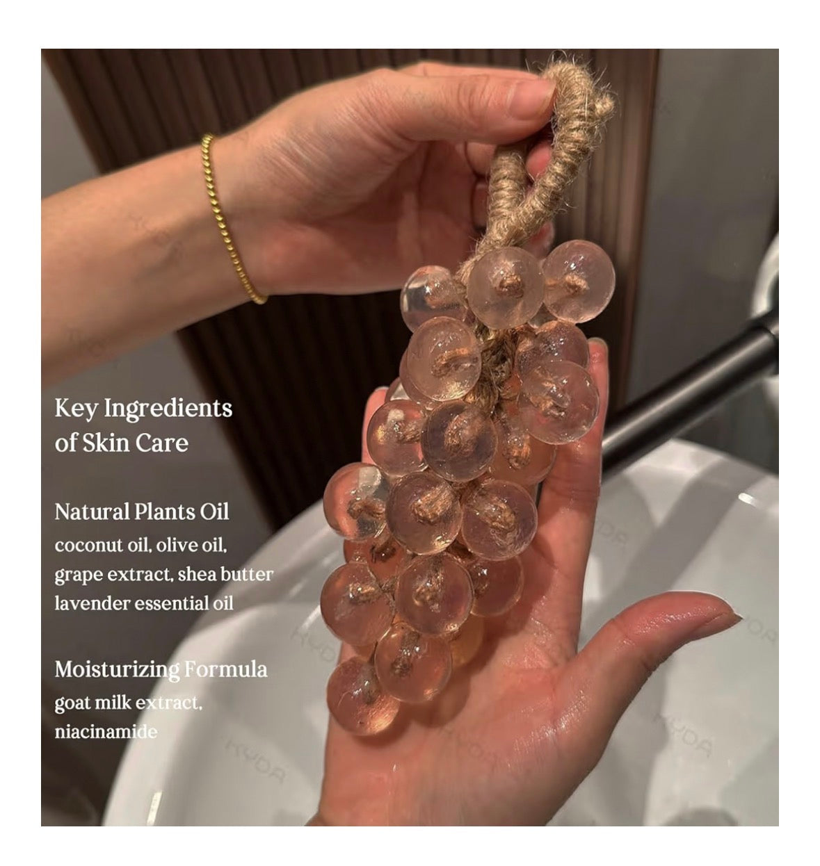 KYDA Purple Grape Soap on Rope, Cold Process Bath Soap, Handmade Grapes Cluster Shaped Soaps, Decorative & Aromatic Artisan Bar for Hand Wash, Bath, Refresh Air, DIY Handmade Bath Soaps Gift Box