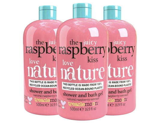 Treaclemoon Raspberry Kiss Shower & Bath Gel, 500ml (Pack of 3) | Fruity & Refreshing Body Wash with Natural Raspberry Extract | Sweet, Inviting Aroma | Vegan & Cruelty-Free | Gentle & Moisturising