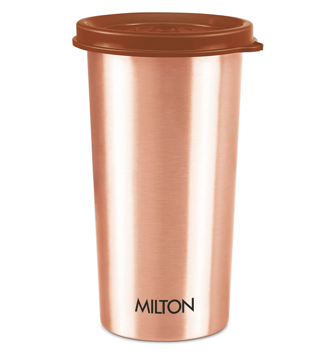 MILTON Copper Drinking Water Tumbler with Lid, 1 Piece, 480 ml, Copper | 100% Leak Proof
