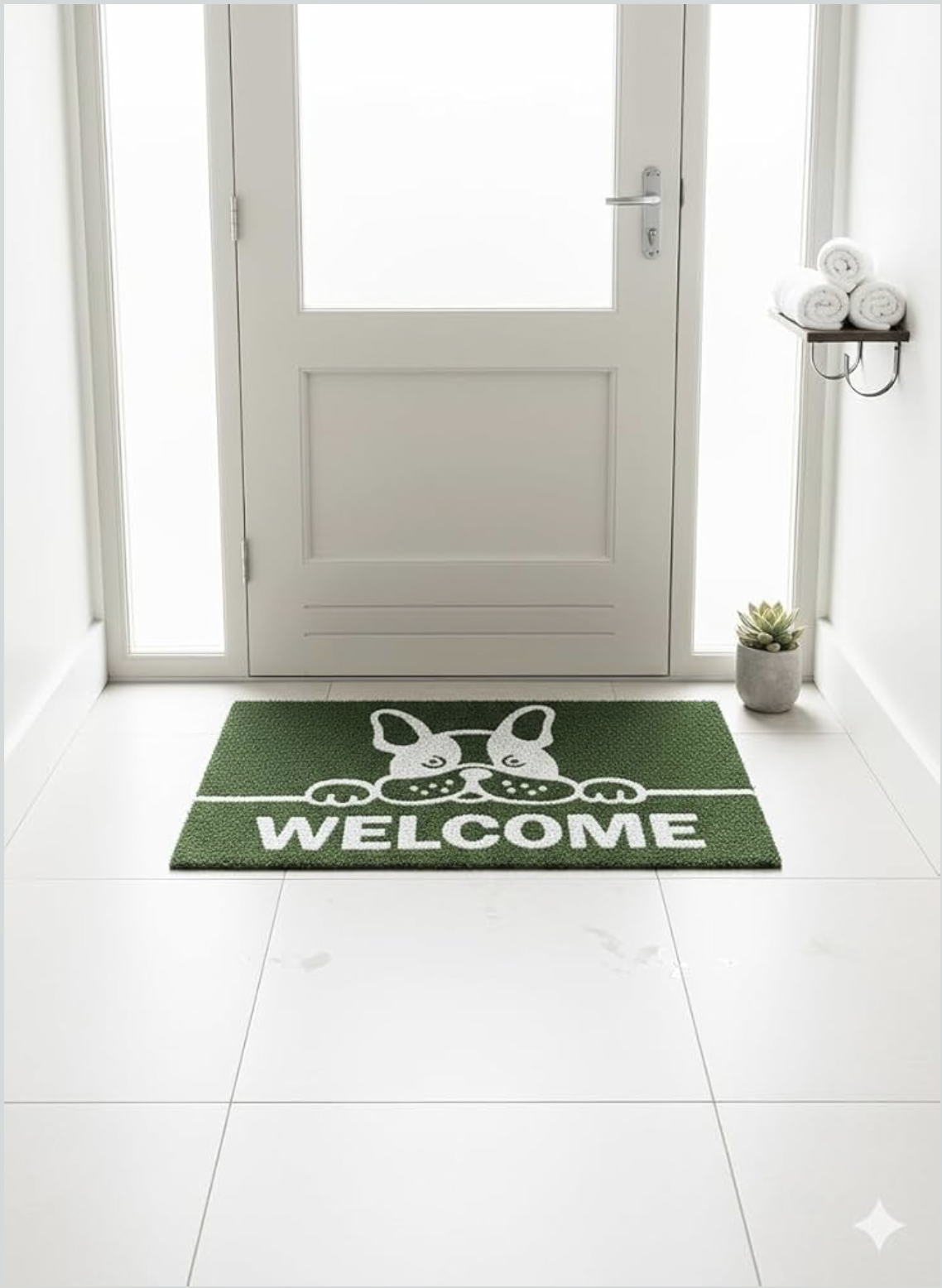 Welcome Door Mat, Non-Slip Dirt Trapping Outdoor & Indoor Entry Rug, Heavy Duty Easy Clean Doormat for Home, Porch, Kitchen, Balcony, All Seasons
