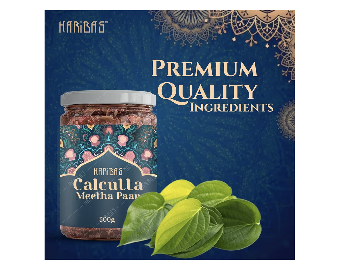 HARIBAS Premium Calcutta Meetha Paan 300gm, Without Supari | Dry Paan Digestive, After-Meal Snack | Sweet Paan Hygienically Packed Traditional Mukhwas, Mouth Freshener