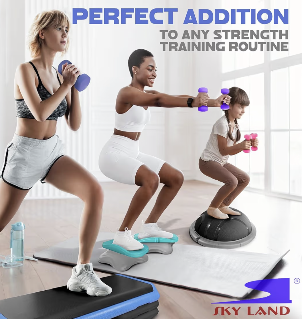 SKY LAND Dumbbell Rack Set with 2x1KG (Pink), 2x2KG (Blue), 2x3KG (Purple) Neoprene Hex Dumbbells – 12KG Home Gym Equipment, Anti-Roll Hand Weights for Strength Training & Fitness – EM-9373-12
