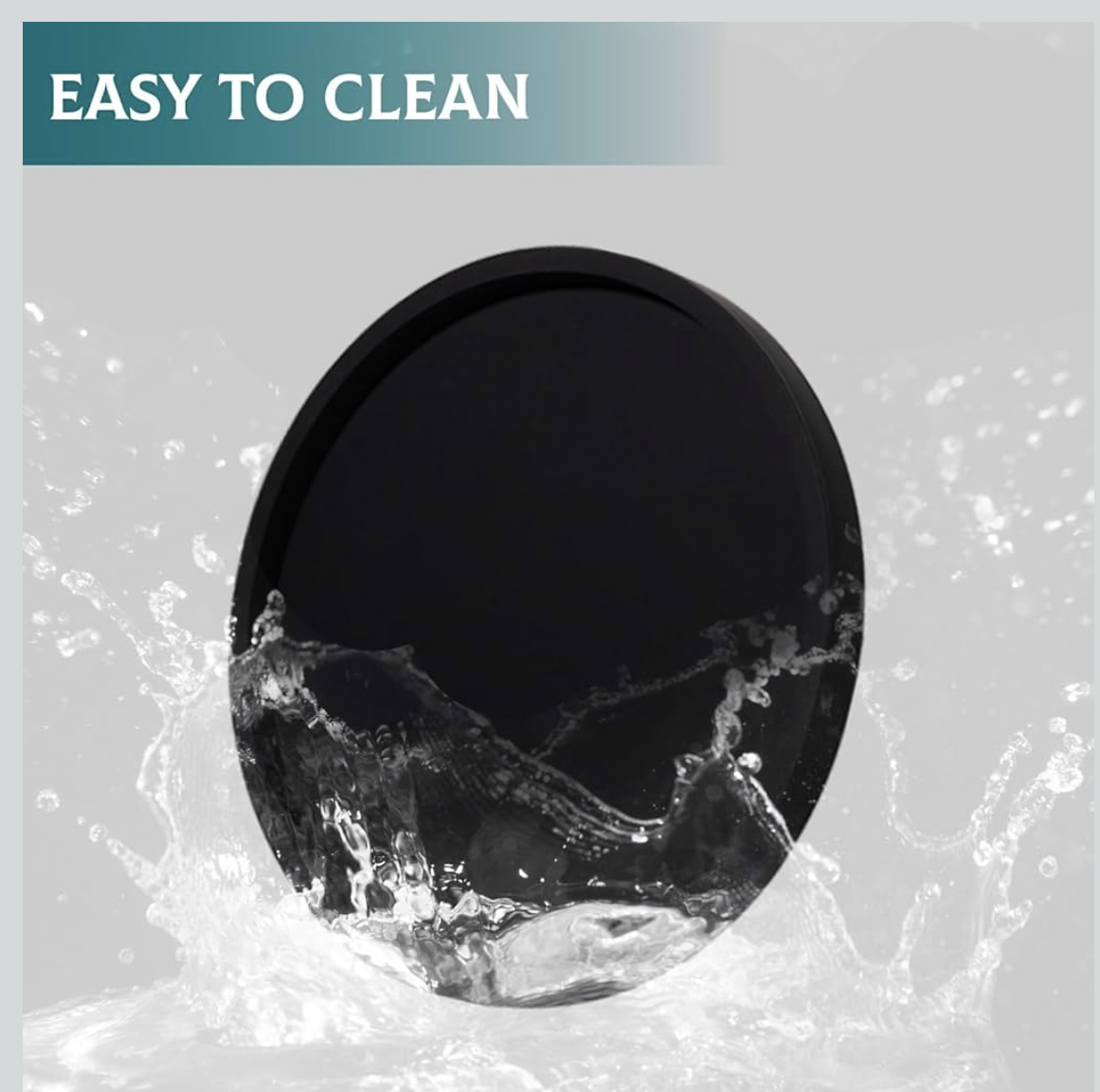 Silicone Bathroom Tray Round Vanity Tray Decorative Soap Holder Kitchen Countertop Organizer Coffee Table Decor for Candle, Perfume, Plant, 9 Inch, Black