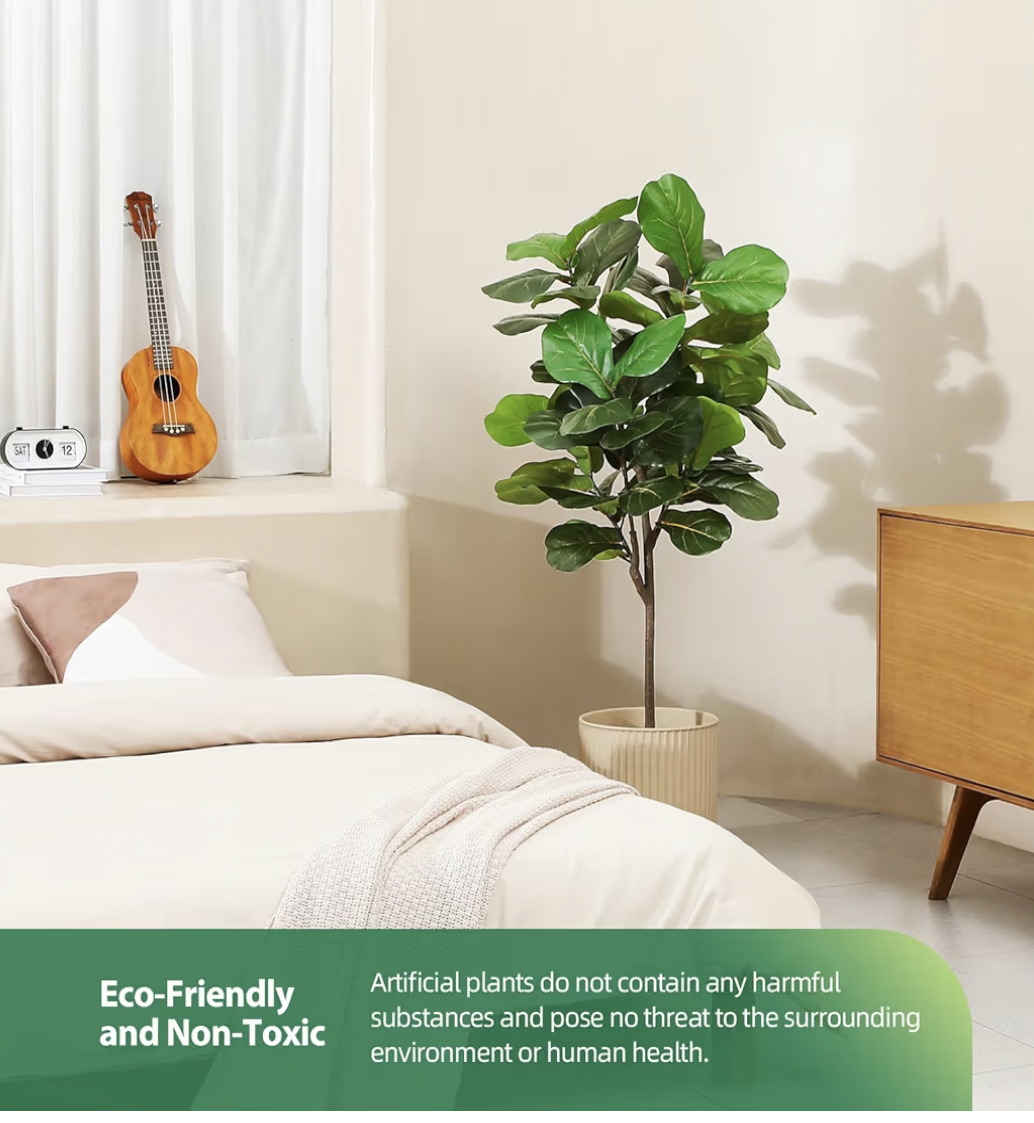 Artificial Ficus tree with Lifelike Leaves,Perfect lifelike Plant for Home Decor and Office Decor Indoor and Outdoor, Garden and Modern Decor Housewarming Gift