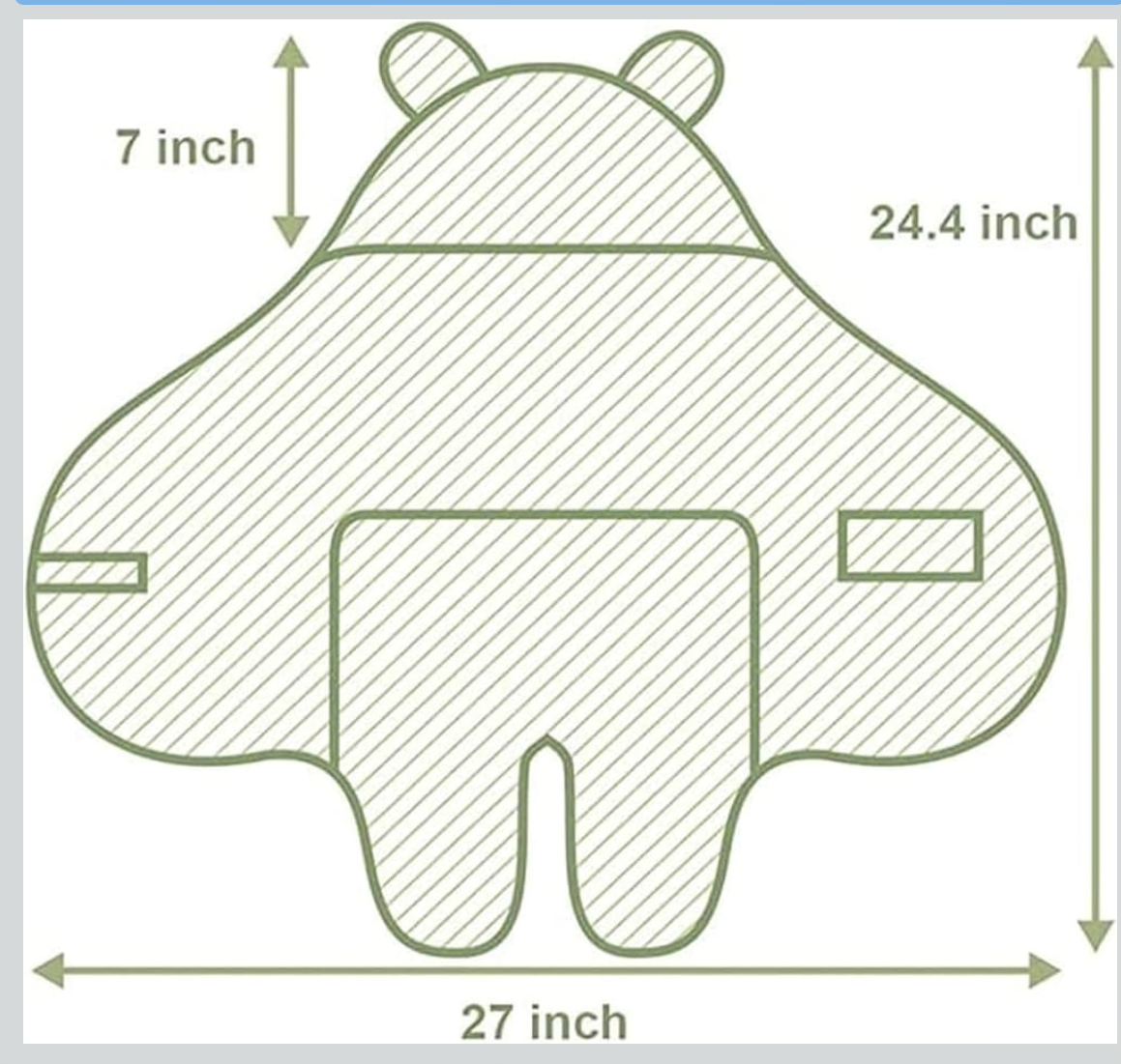 Baby Swaddle Wrap, Newborn Sleeping Bag Blanket, Bear Design with Ears, 100% Breathable Cotton, White, 0-6 Months, 68.5x61 cm